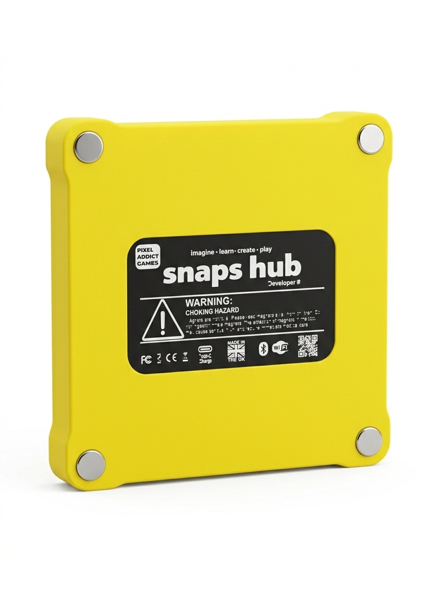 Snaps Hub assembled — yellow polycarbonate enclosure