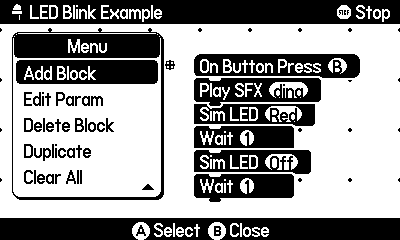 Snaps block editor — Simple menu system